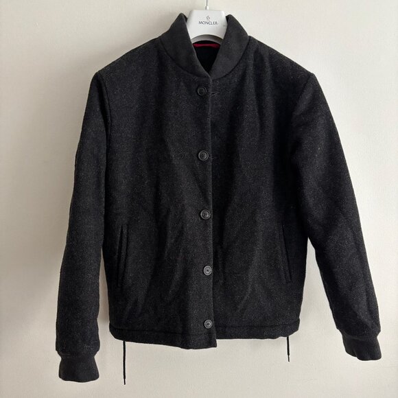 $800 Homecore Charcoal/ Black Reversible Wool Bomber Jacket - Small - Picture 1 of 15